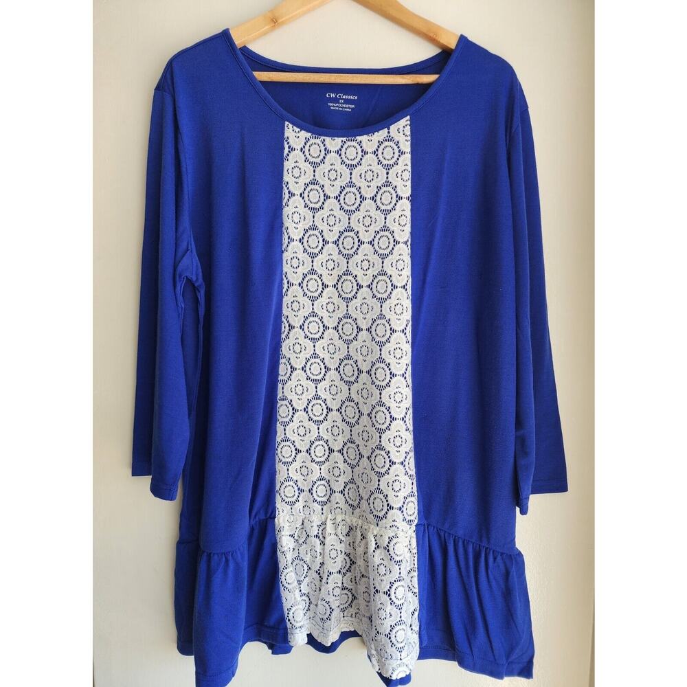 Cw Classics Women's Blouse Top Size 2X Royal Blue